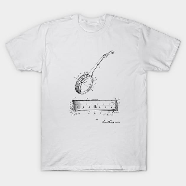 Banjo Vintage Patent Hand Drawing T-Shirt by TheYoungDesigns